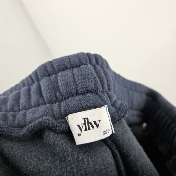 yllw Mens Sweatpants Navy Blue Strip Button Detail Elastic Waist Pull On Size M - Picture 5 of 6